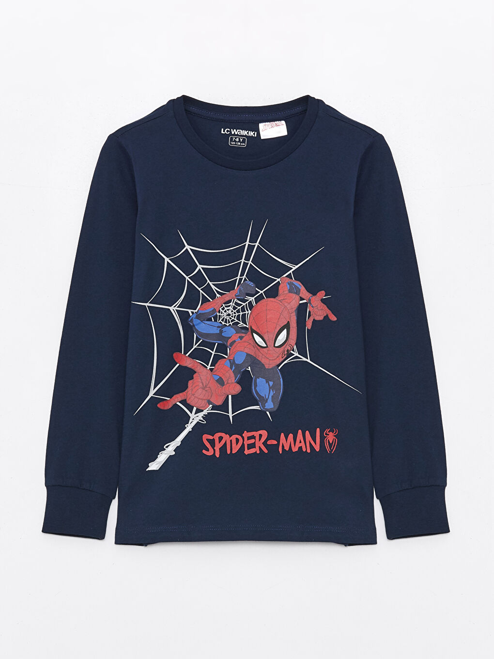 Lacivert Bisiklet Yaka Spider-Man Baskılı Erkek Çocuk Pijama Üstü