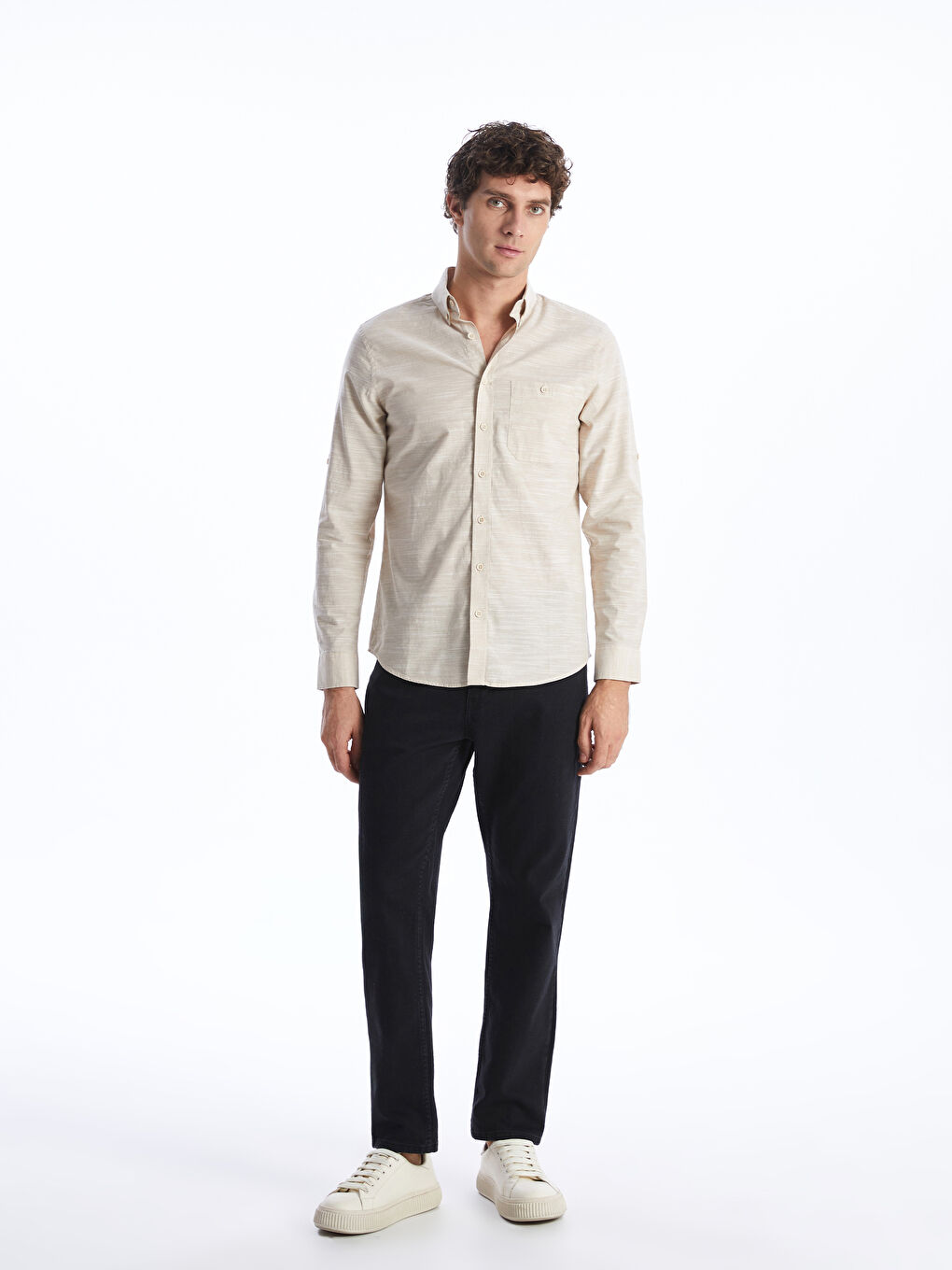 Ерлерге арналған ұзын жеңді стандартты пішімді жейде-2