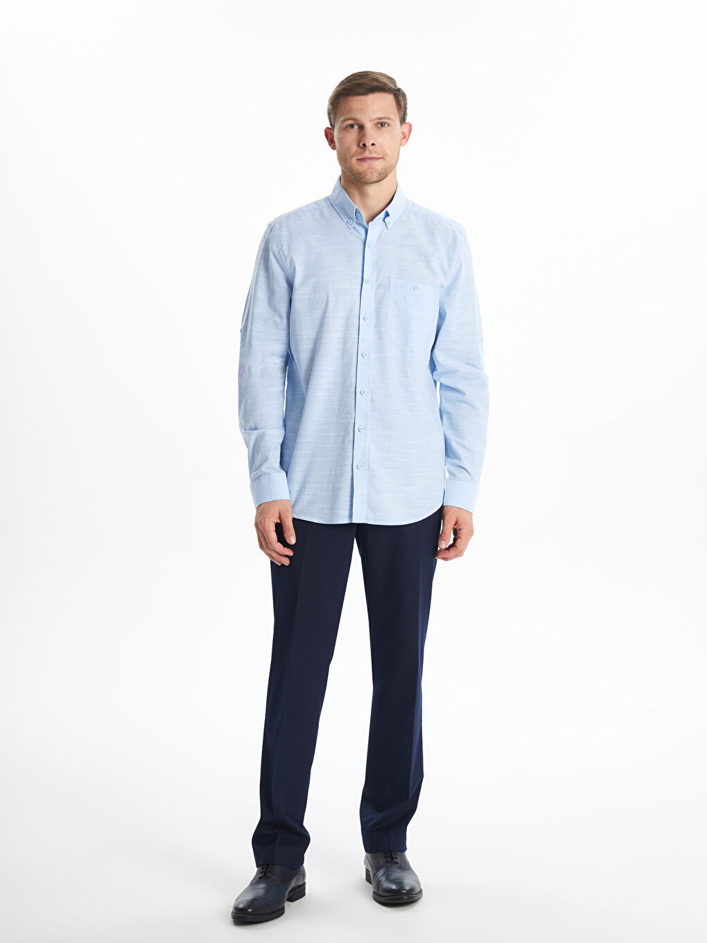 Ерлерге арналған ұзын жеңді стандартты пішімді жейде-1