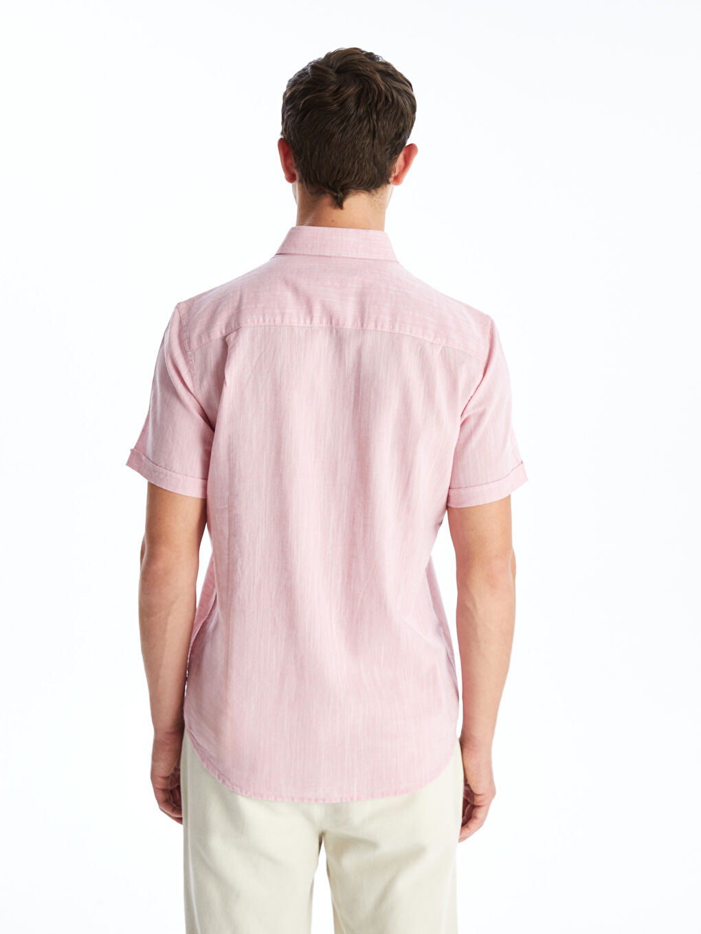 Regular Fit Short Sleeve Linen Blend Men's Shirt -S41950Z8-LCM