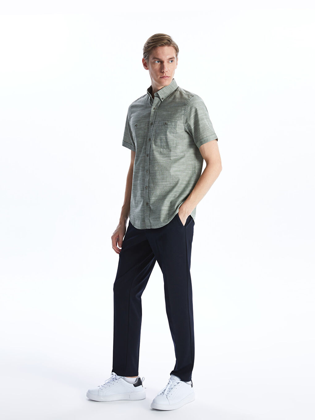 LCWAIKIKI Classic Haki Regular Fit Kısa Kollu Erkek Gömlek - 2