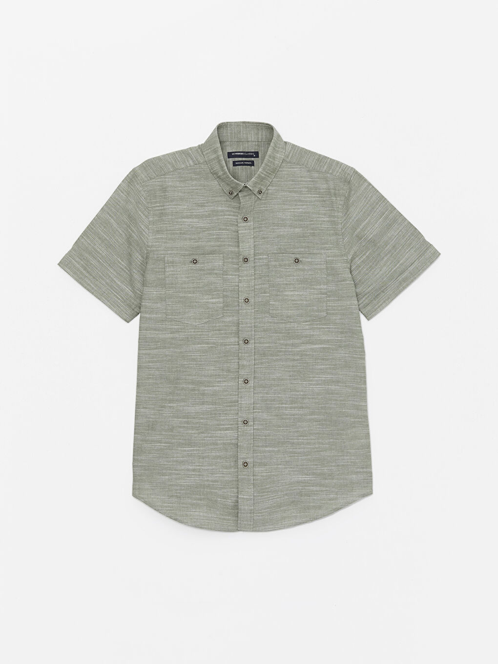 LCWAIKIKI Classic Haki Regular Fit Kısa Kollu Erkek Gömlek - 5