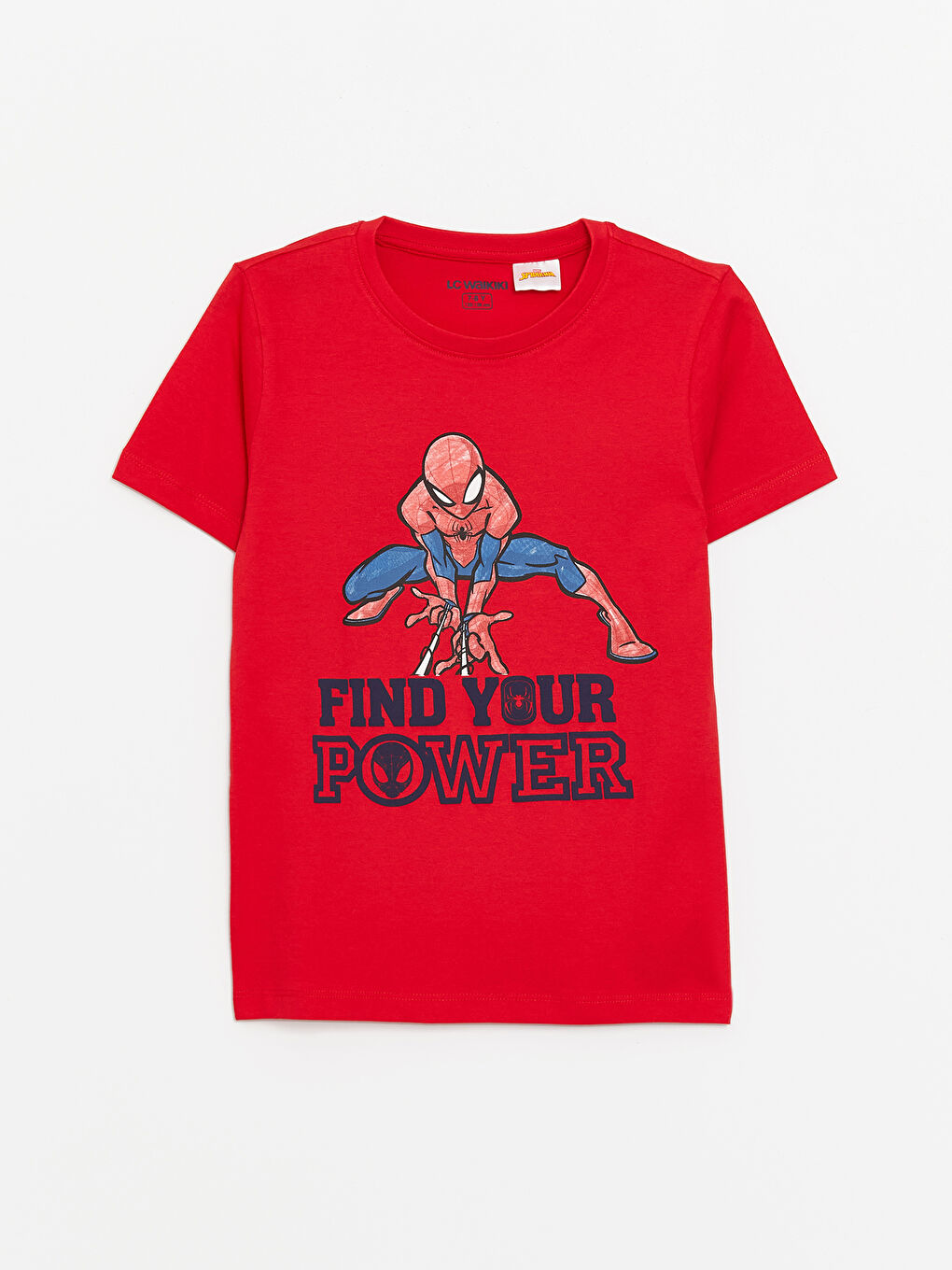 Kırmızı Bisiklet Yaka Spider-Man Baskılı Erkek Çocuk Pijama Üstü