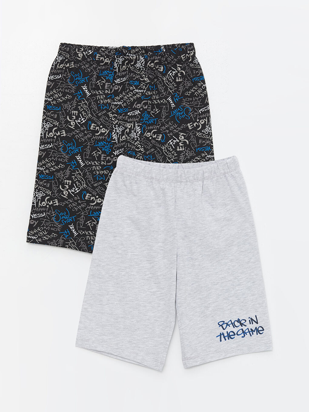LCW Kids Siyah Beli Lastikli Baskılı Erkek Çocuk Pijama Şort 2'li