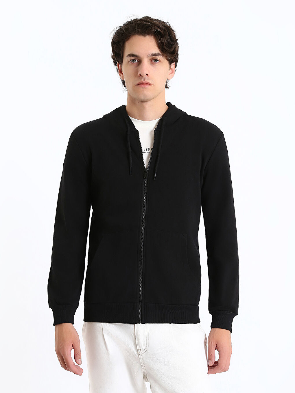 LCW Casual Sweat Zippé Épais à Capuche et Manches Longues pour Hommes-1