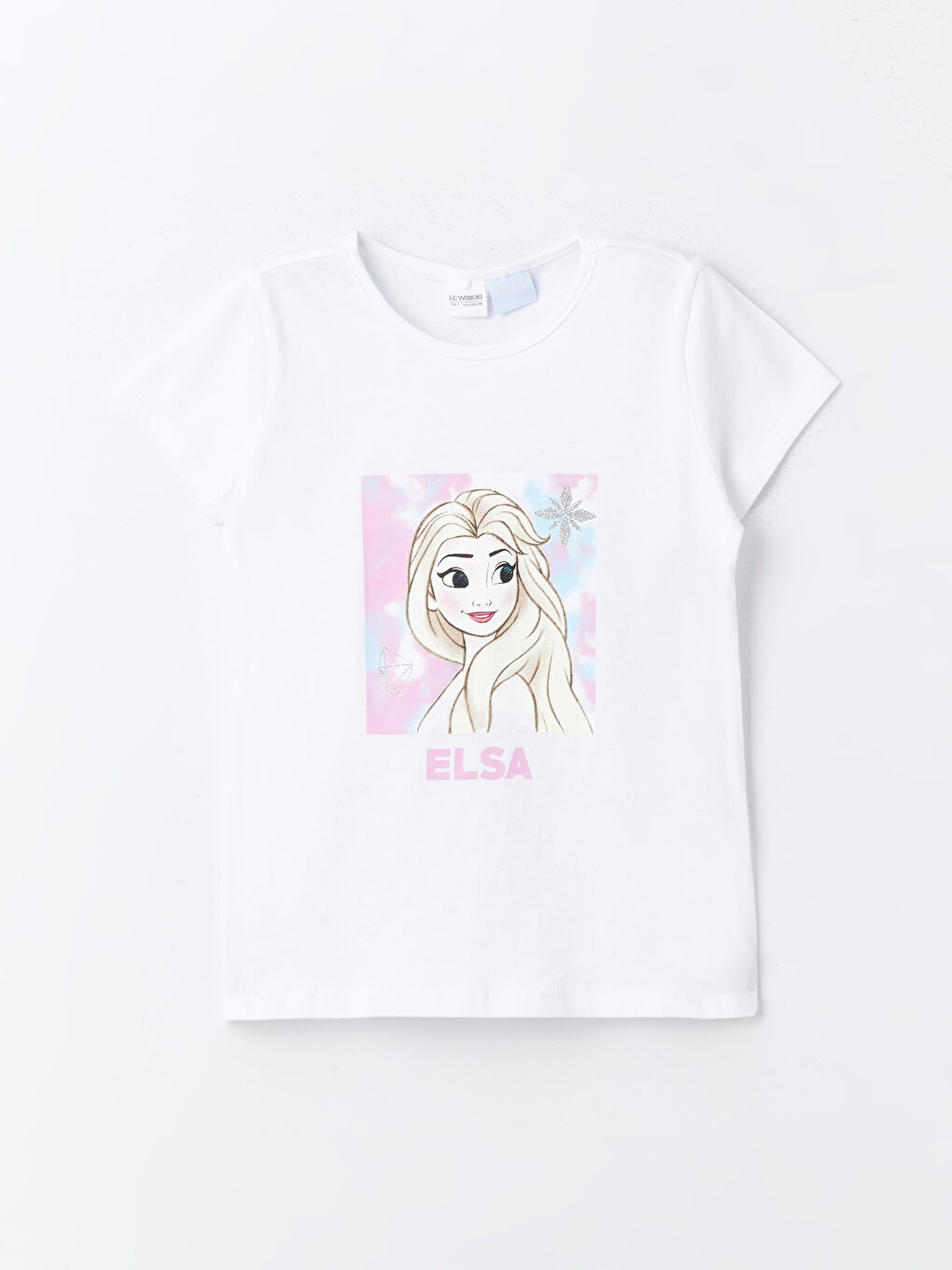 Crew Neck Elsa Printed Short Sleeve Girls Pajamas Set -S42047Z4-Q6K