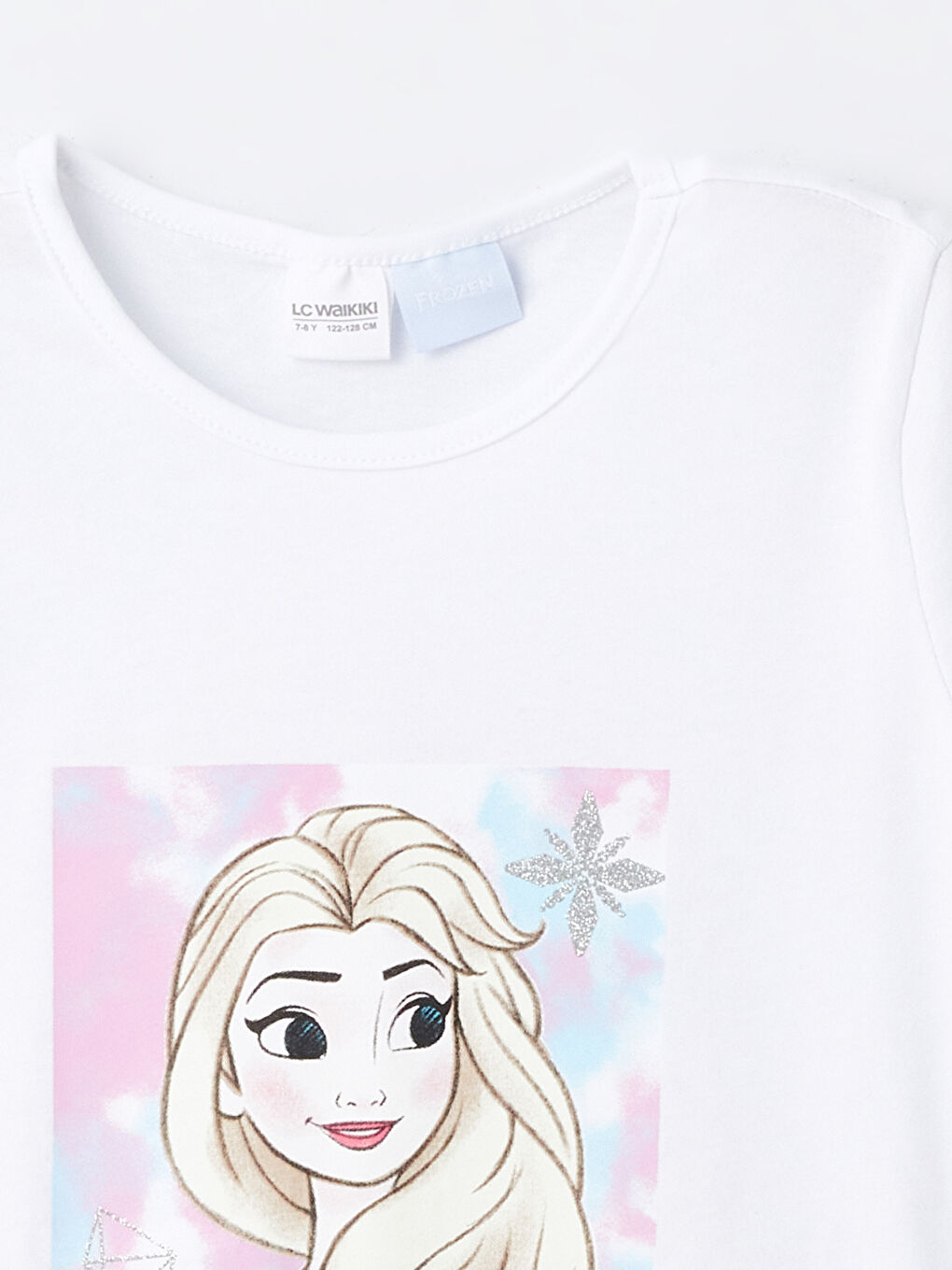 Crew Neck Elsa Printed Short Sleeve Girls Pajamas Set -S42047Z4-Q6K
