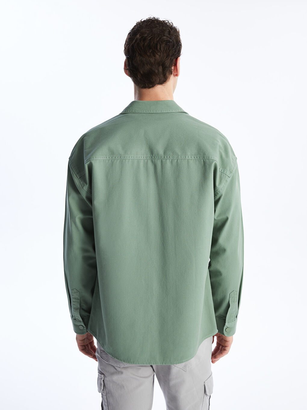 Surchemise en Sergé à Manches Longues Coupe Décontractée pour Hommes-5