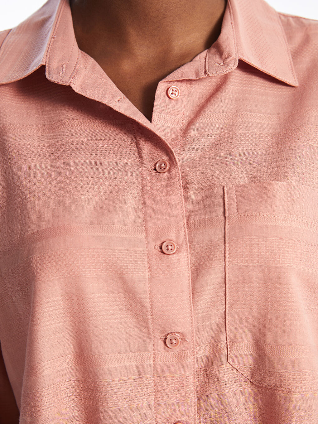 قميص سادة كم طويل أوفراسايز قماش دوبي للسيدات-3