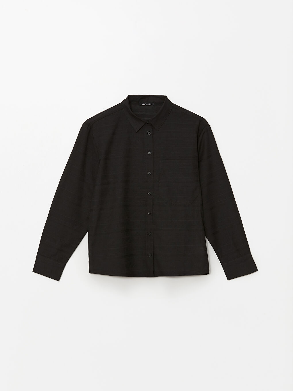 Plain Long Sleeve Oversize Dobby Women's Shirt-5