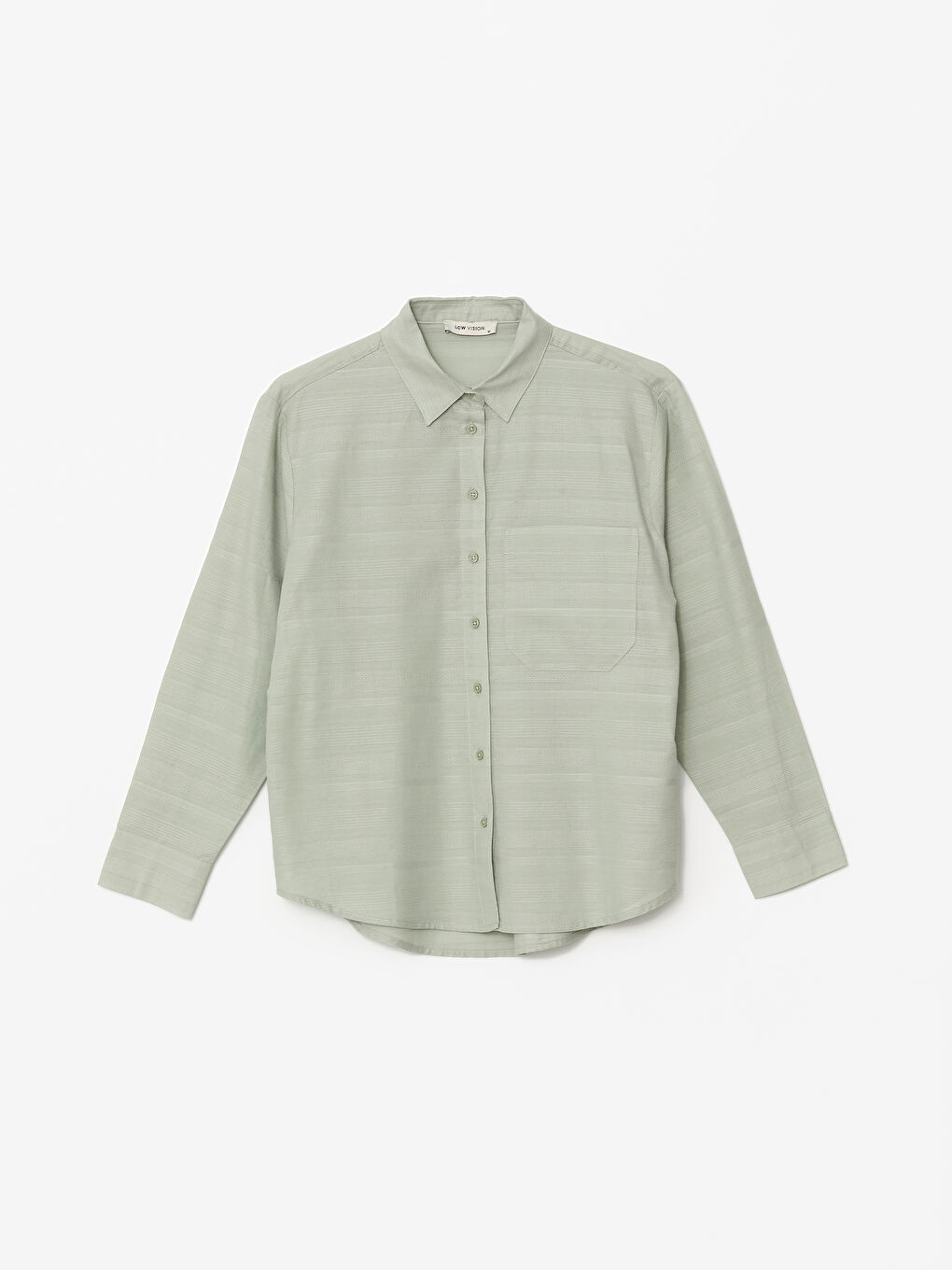 Plain Long Sleeve Oversize Dobby Women's Shirt -S42077Z8-TTS