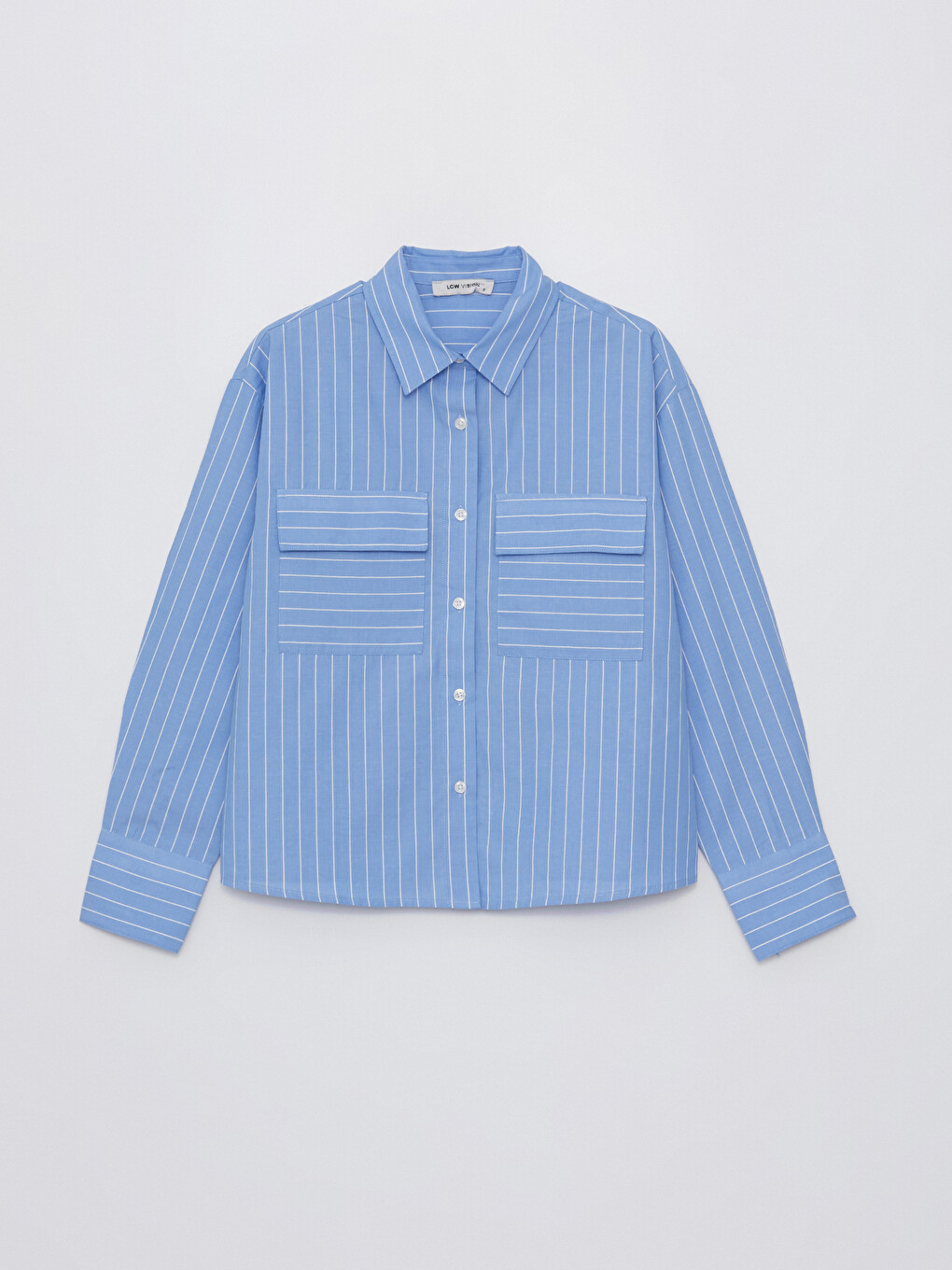 Striped Long Sleeve Poplin Women's Shirt-5