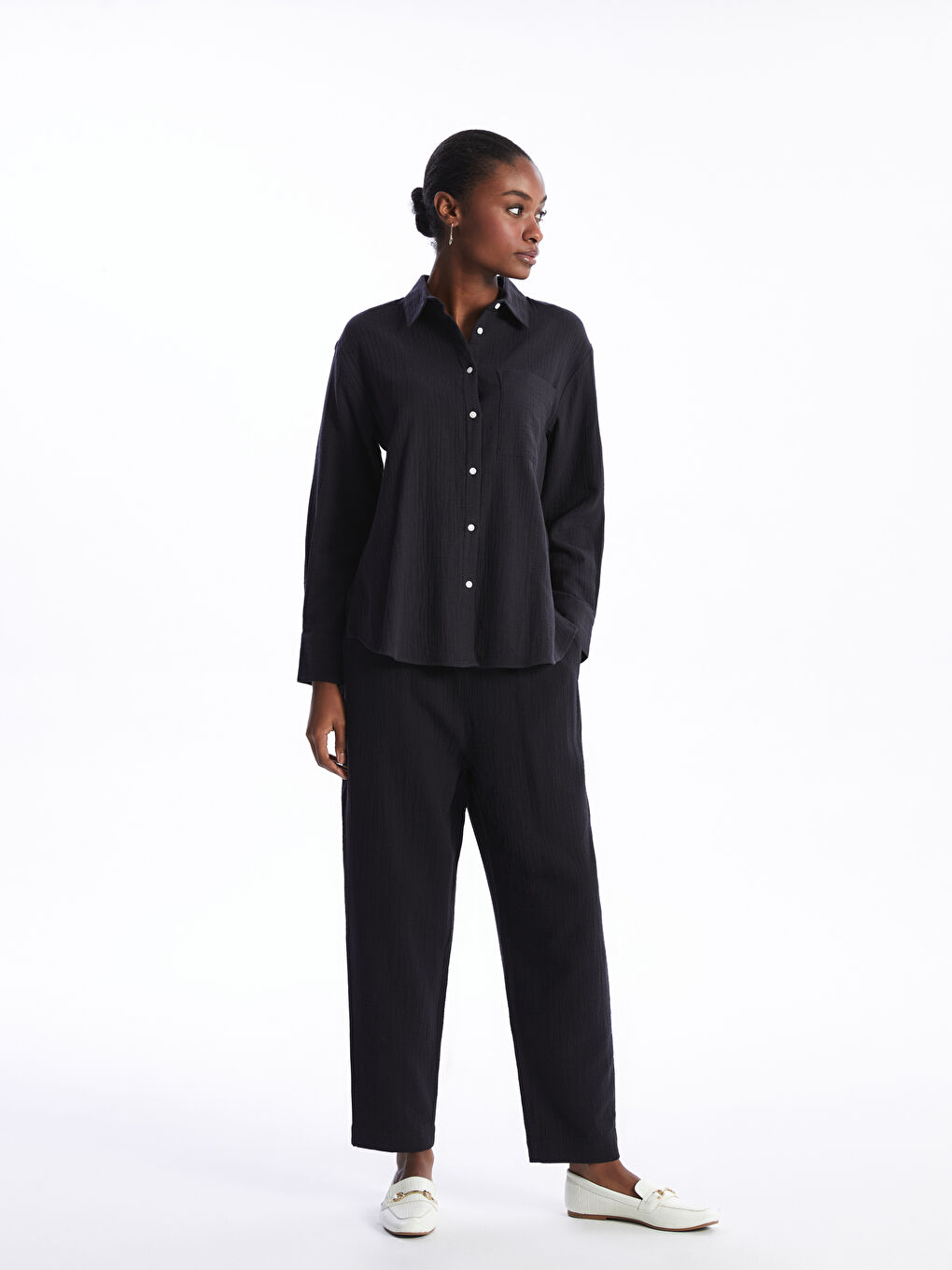 LCW Vision Plain Long Sleeve Oversize Muslin Women's Shirt -S42109Z8-CVL