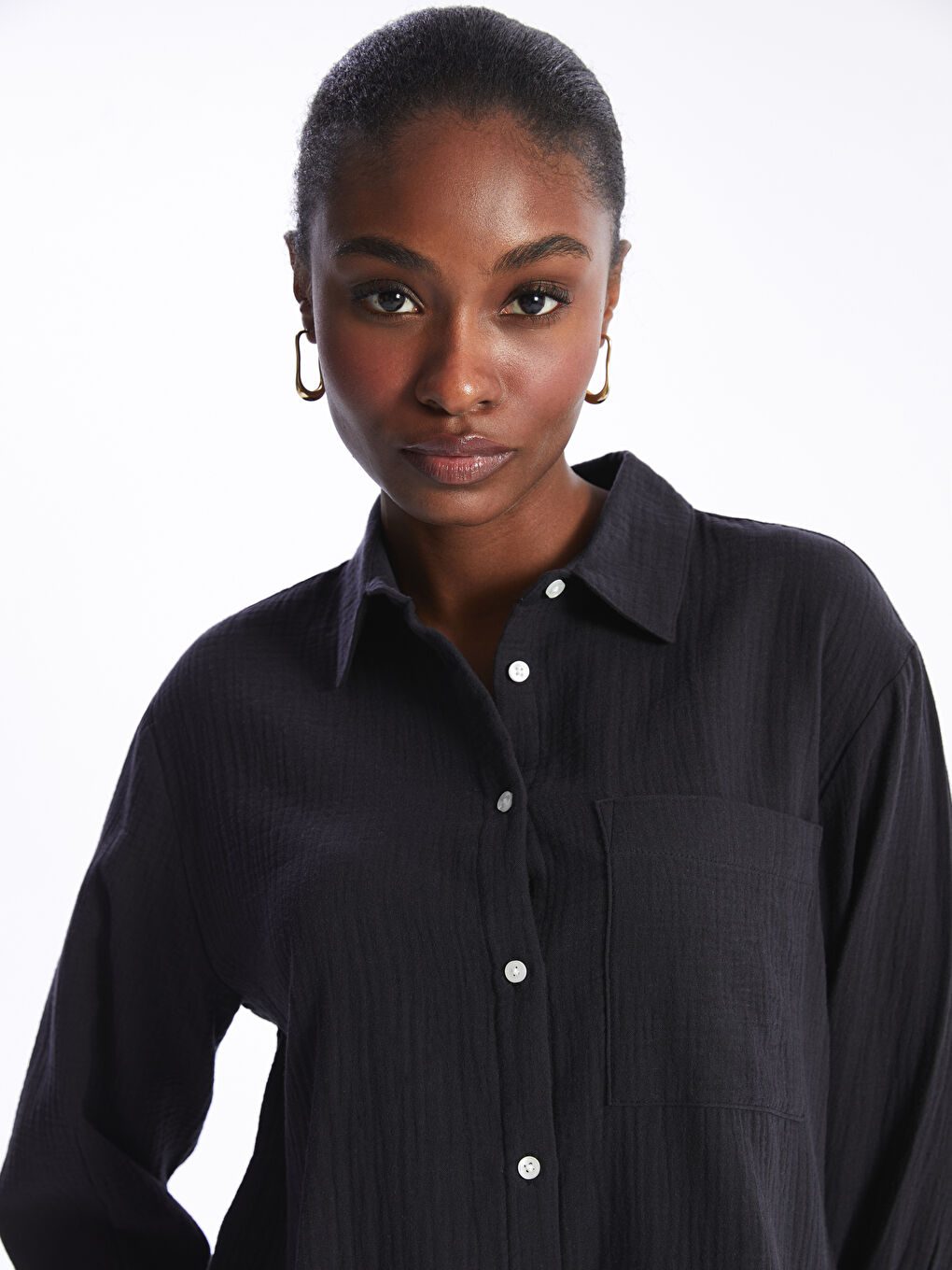 LCW Vision Plain Long Sleeve Oversize Muslin Women's Shirt -S42109Z8-CVL