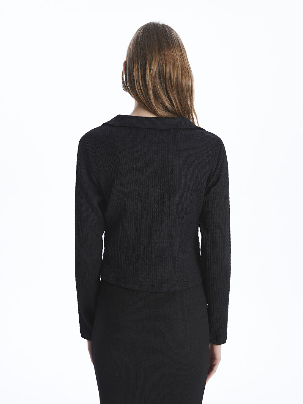 LCW Vision Collared Neck Plain Long Sleeve Women's Blouse -S42110Z8-CVL