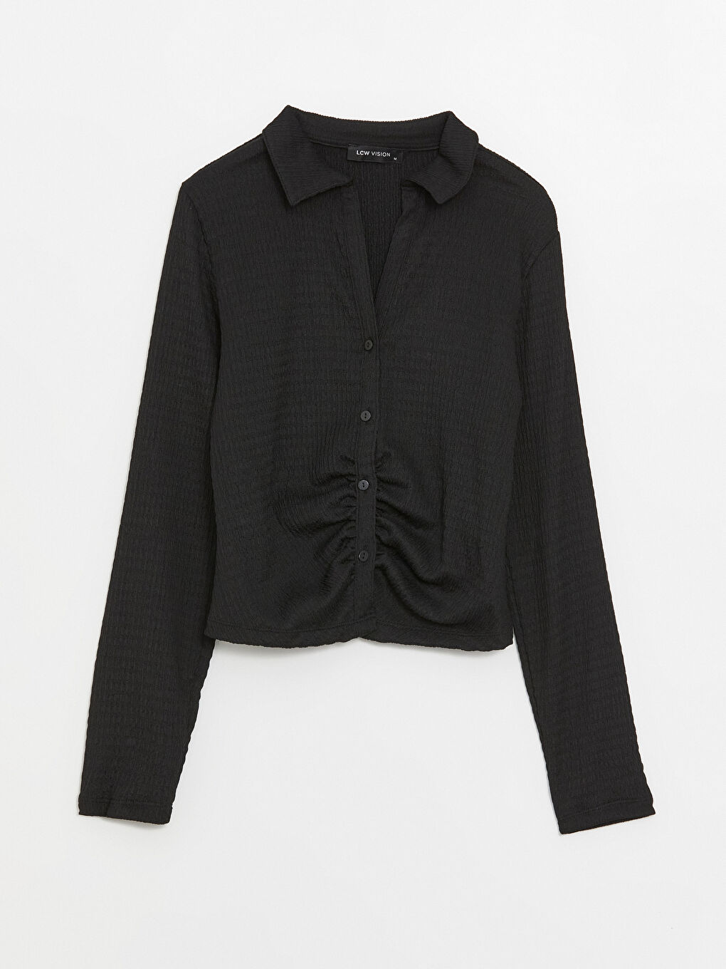 LCW Vision Collared Neck Plain Long Sleeve Women's Blouse -S42110Z8-CVL