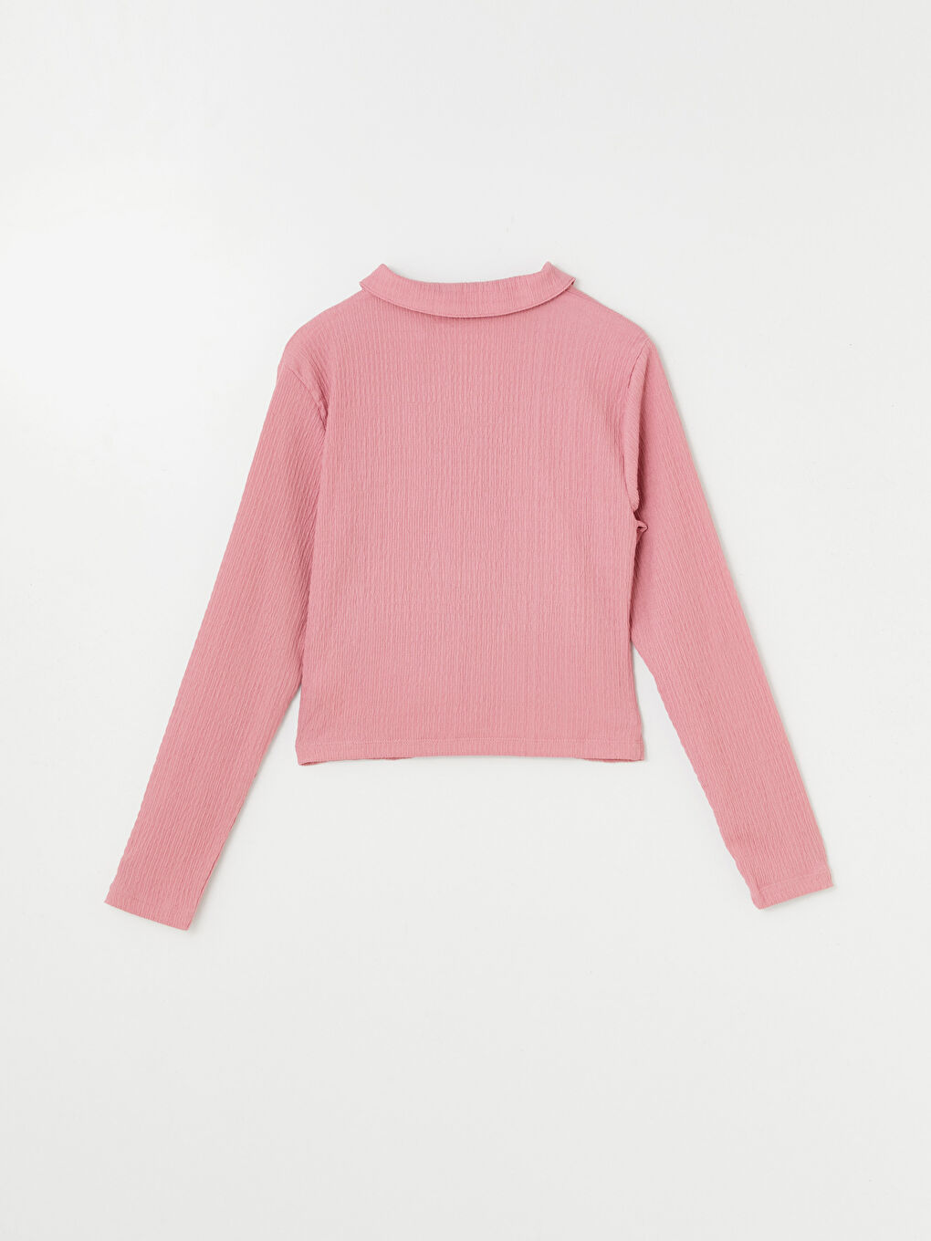 بلوزة كم طويل سادة بياقة قميص للسيدات-5