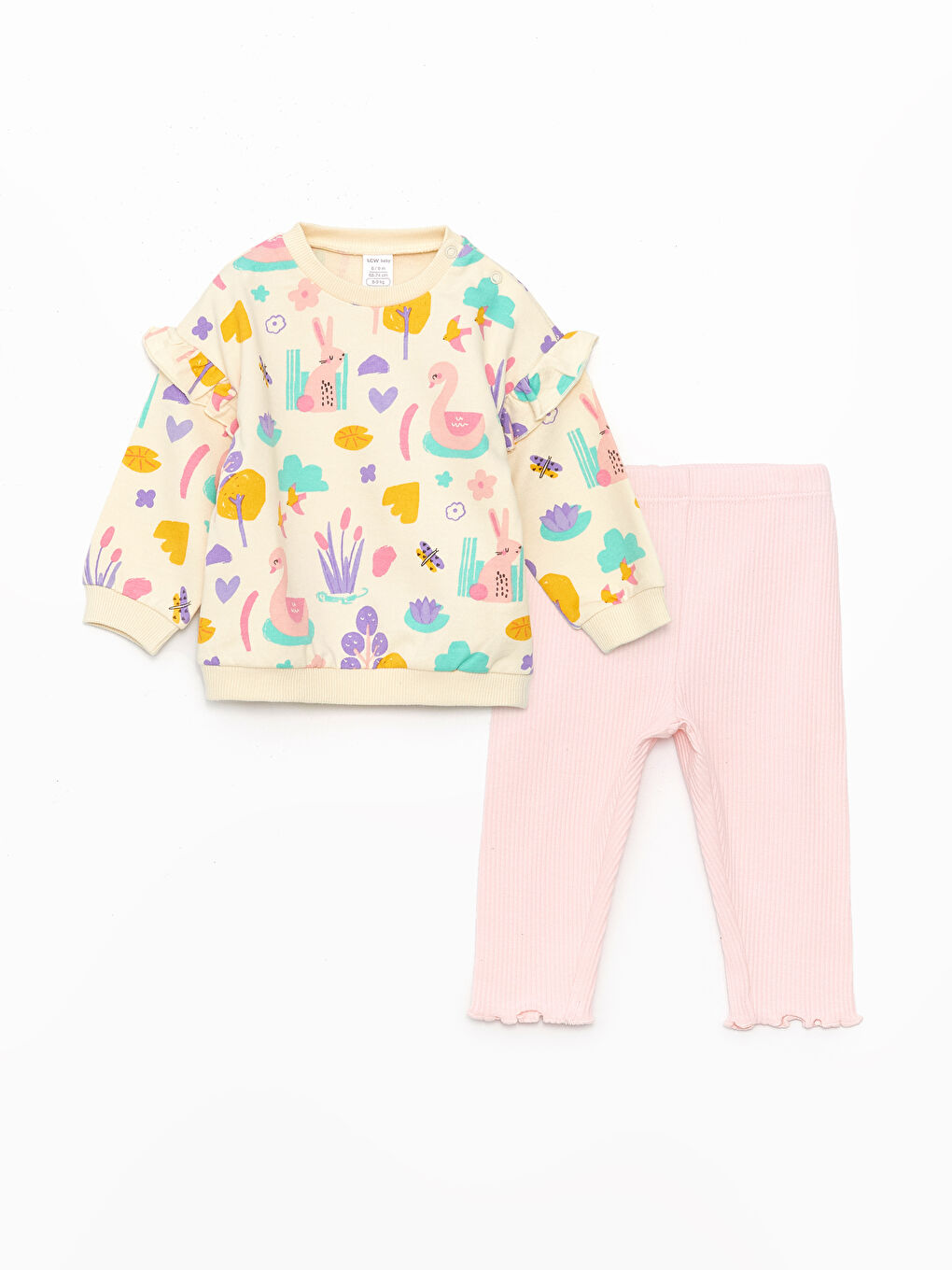 Crew Neck Long Sleeve Baby Girls' Sweatshirt and Tights 2 Pack Set -S42120Z1-LRB