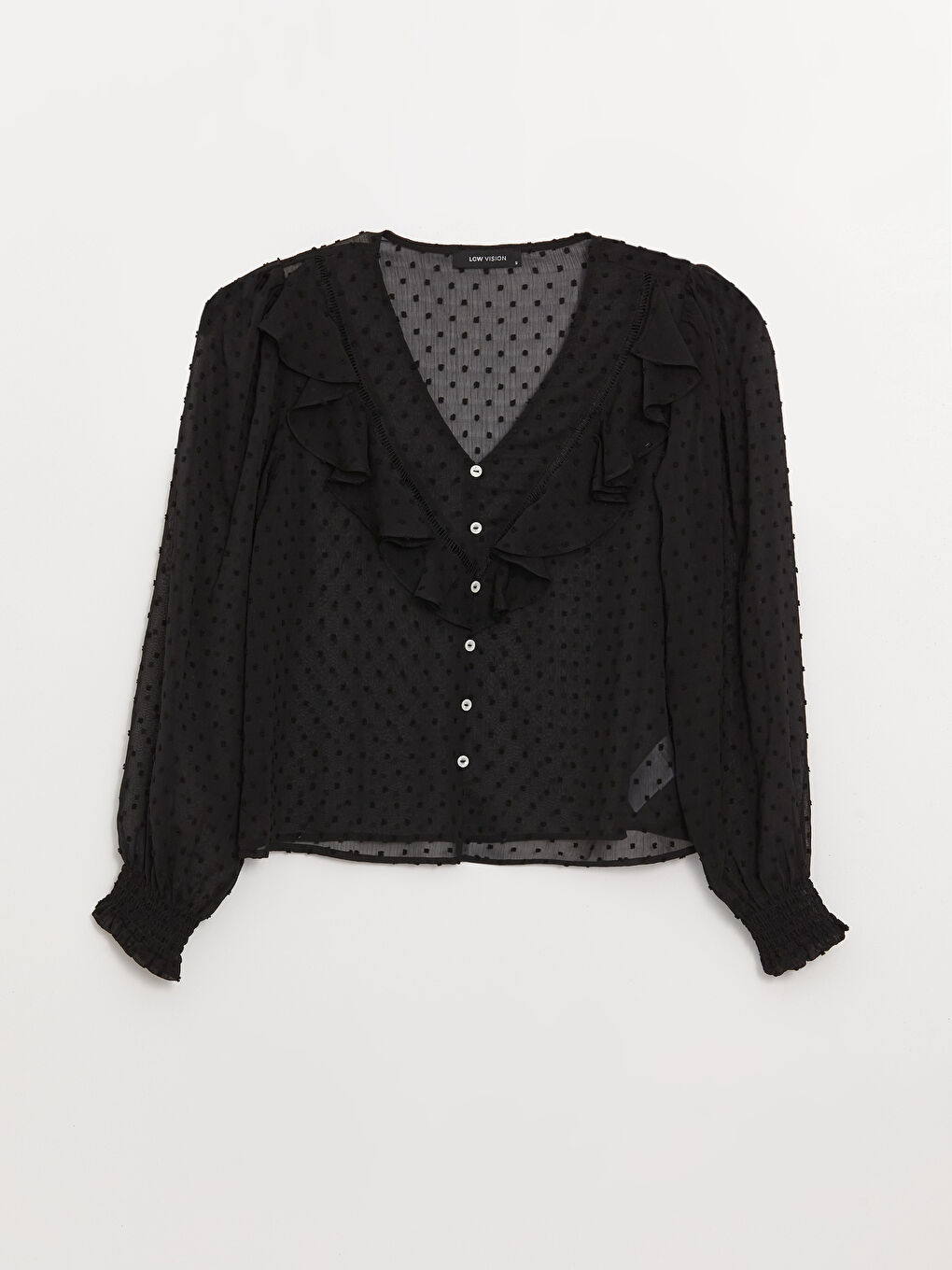 Blouse pour Femmes à Manches Longues Brodée avec Encolure en V-5