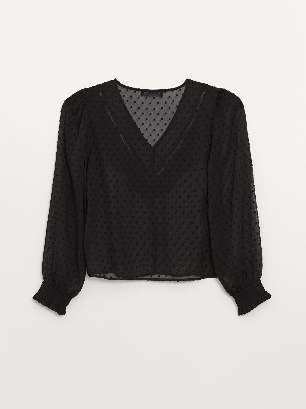 Blouse pour Femmes à Manches Longues Brodée avec Encolure en V-6