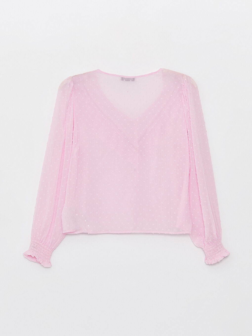 V Neck Embroidered Long Sleeve Women's Blouse -S42121Z8-F0L