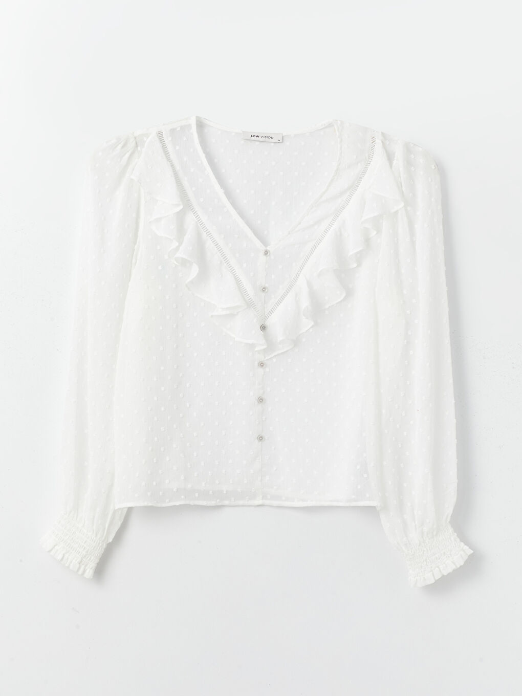 V Neck Embroidered Long Sleeve Women's Blouse-6