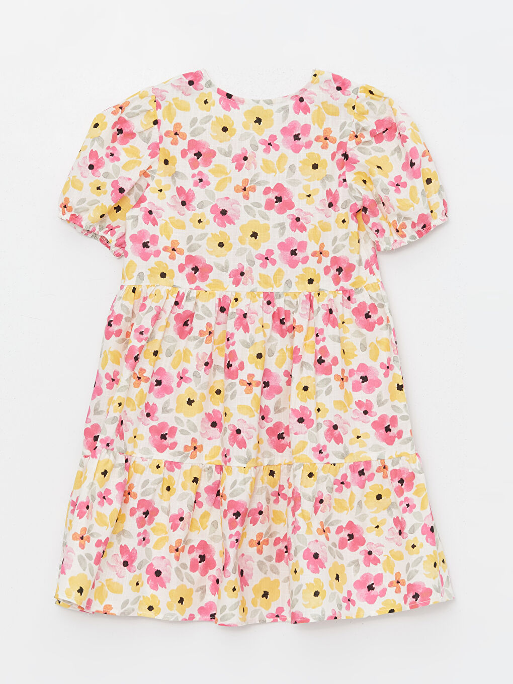 LCW Kids Crew Neck Floral Girls' Dress -S42137Z4-LRA