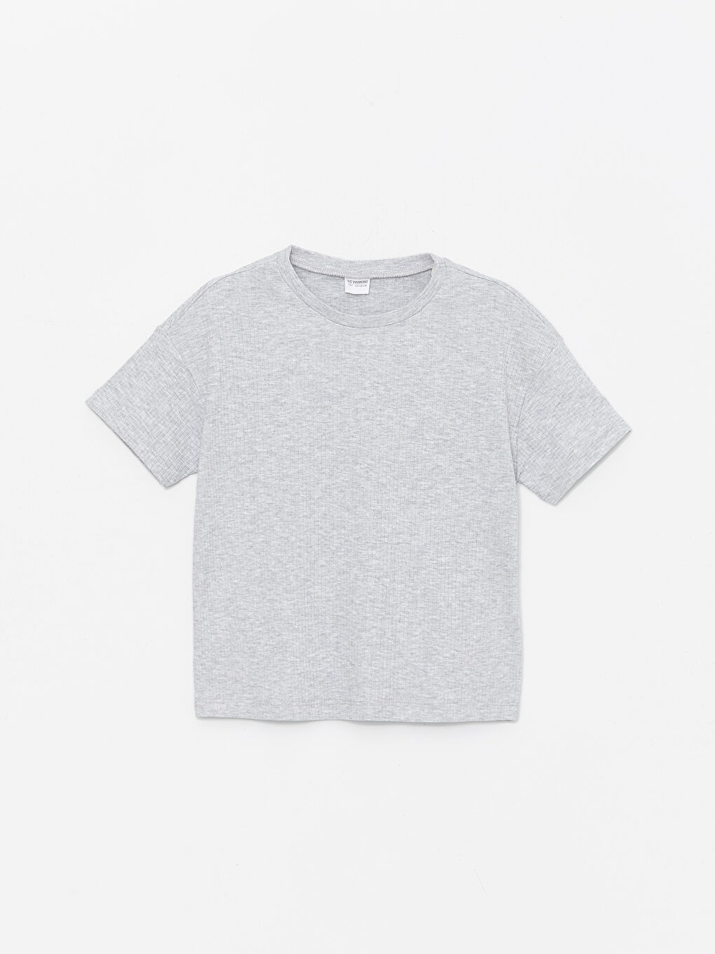 Gri Bisiklet Yaka Kız Çocuk Pijama Üst