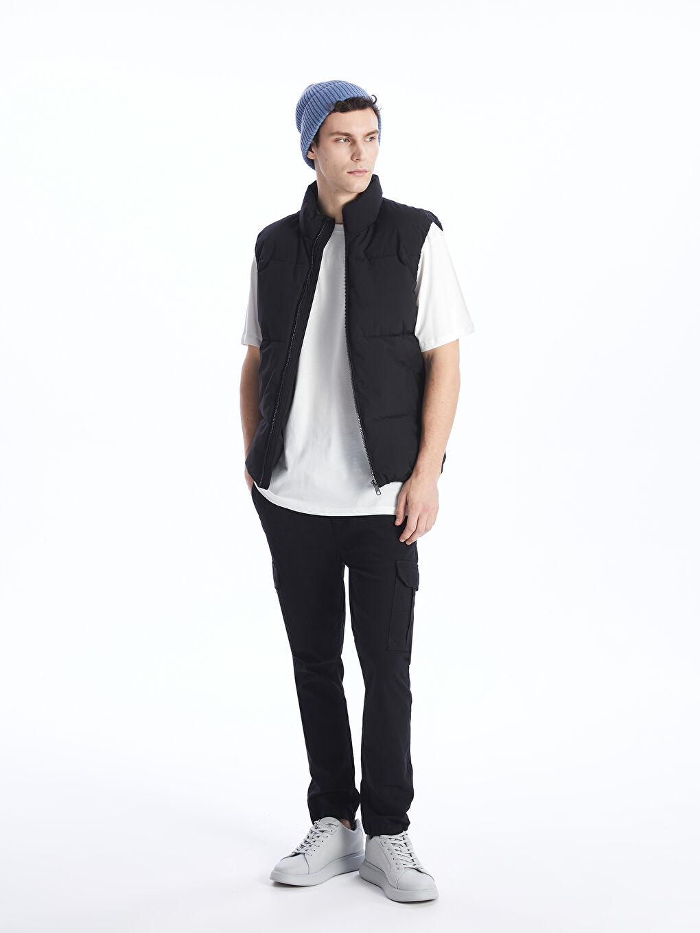 Standard Fit Funnel Neck Men's Puffer Gilet -S42352Z8-CVL