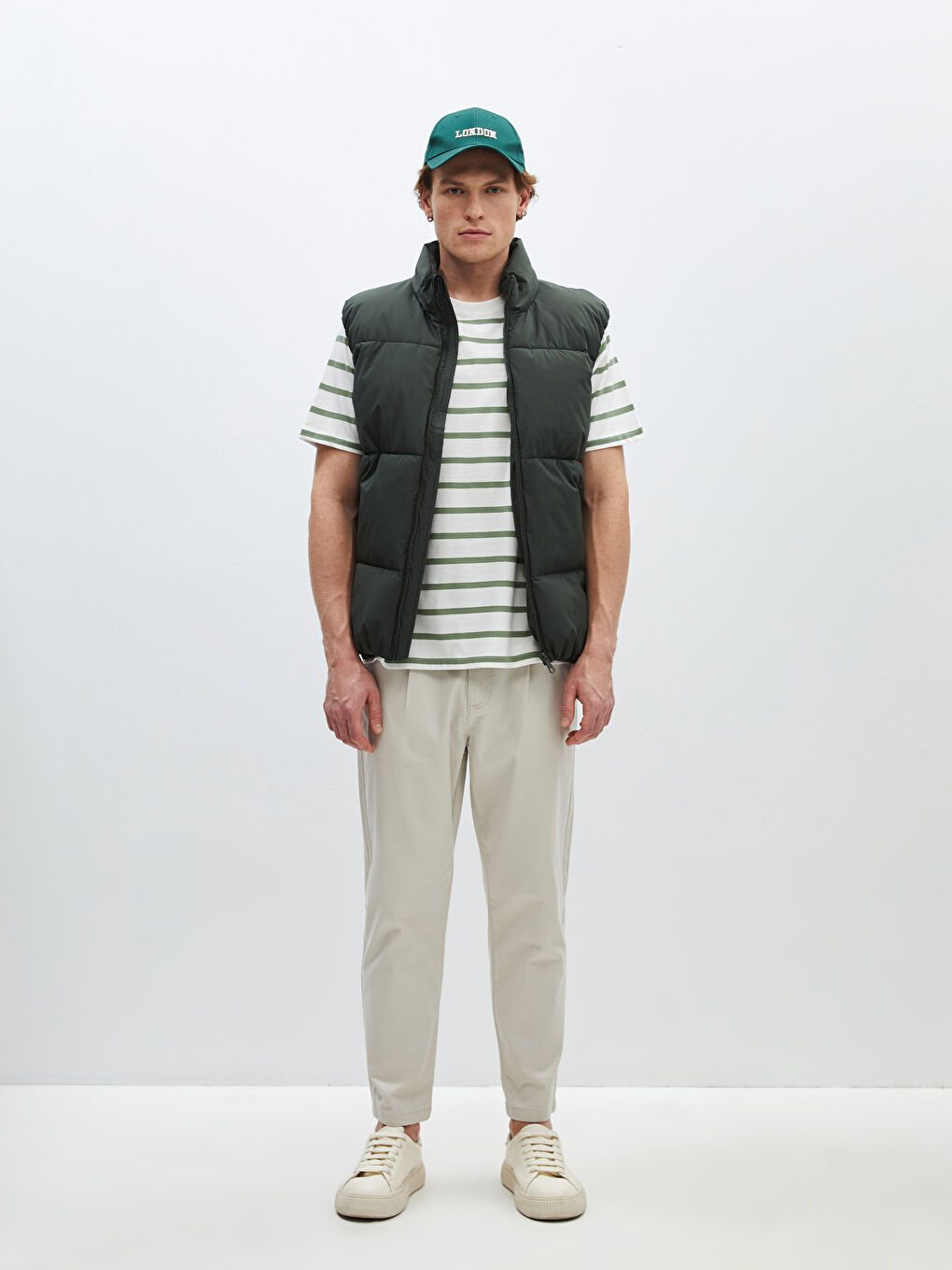 ерлерге арналған стандартты пішім биік жағалы пуховик жилет-2