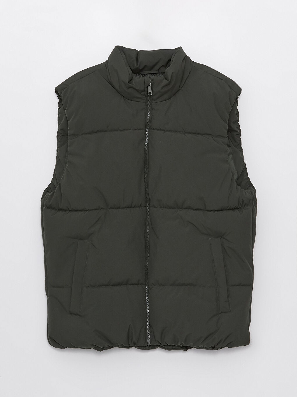 ерлерге арналған стандартты пішім биік жағалы пуховик жилет-6