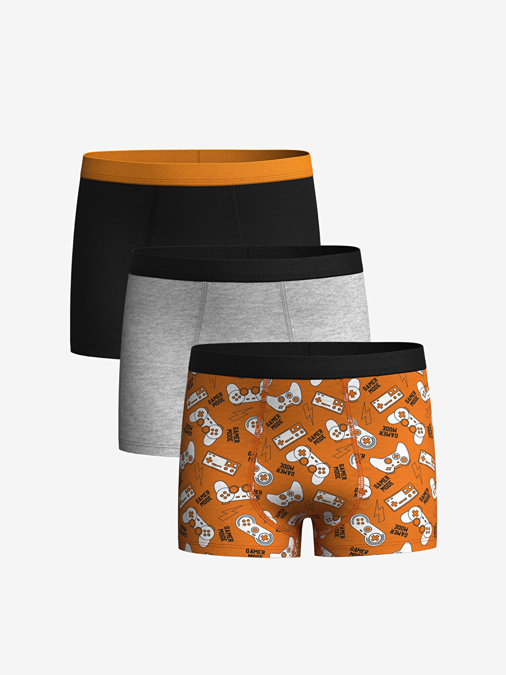 Turuncu Baskılı Erkek Çocuk Boxer 3'lü