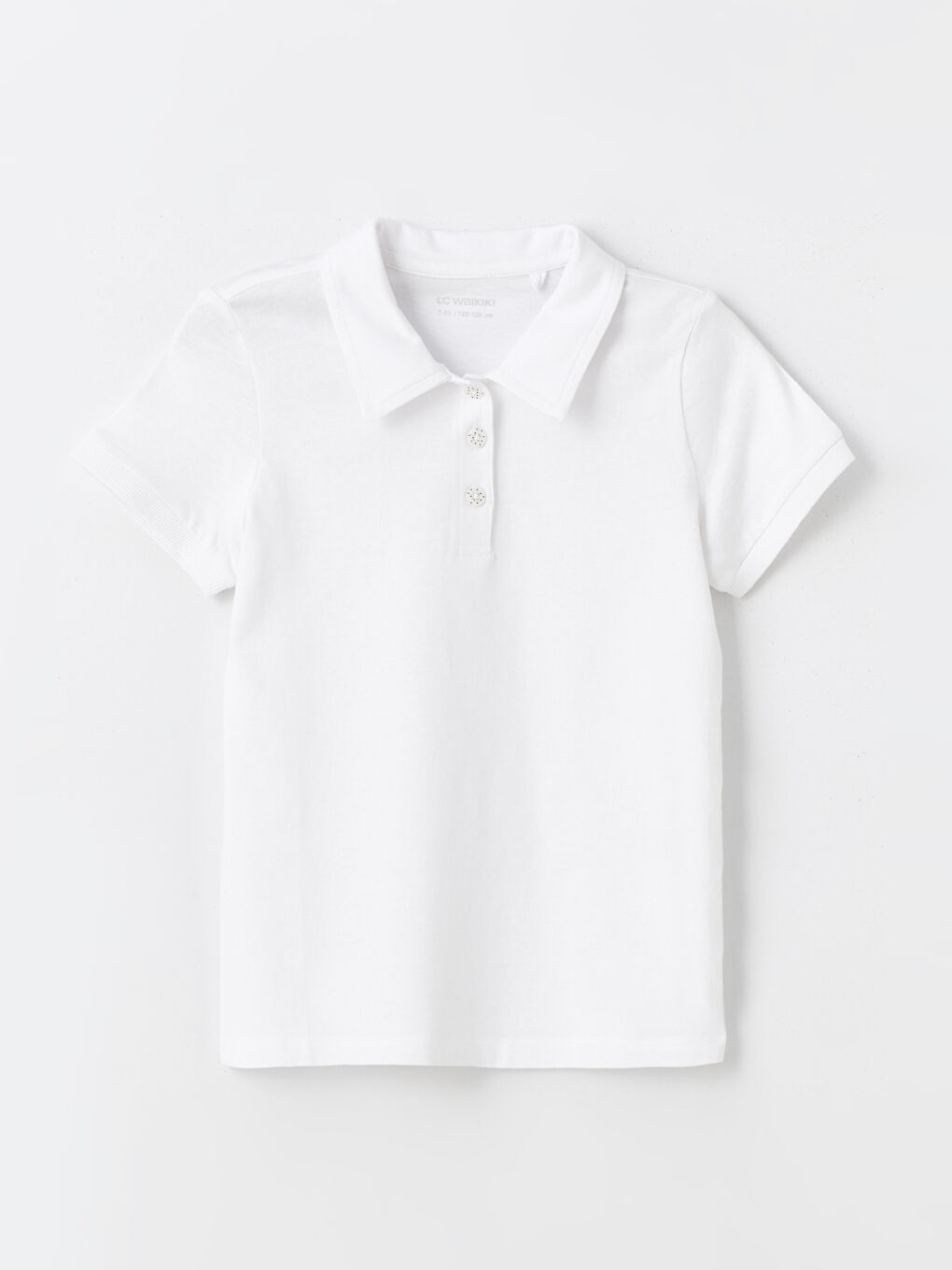 Polo Neck Basic Short Sleeve Girls' T-Shirt