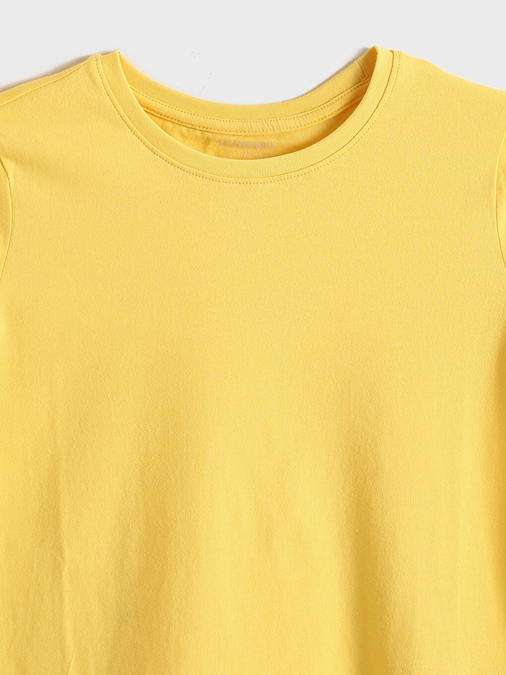 Sarı Bisiklet Yaka Basic Kısa Kollu Kız Çocuk Tişört-6