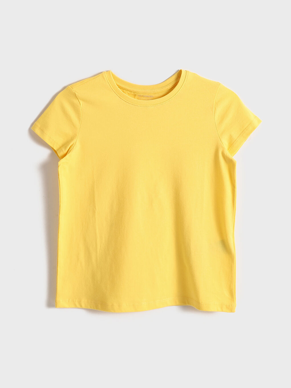 Sarı Bisiklet Yaka Basic Kısa Kollu Kız Çocuk Tişört