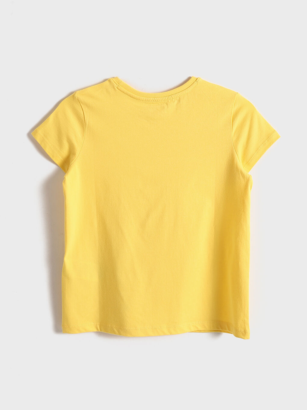 Sarı Bisiklet Yaka Basic Kısa Kollu Kız Çocuk Tişört-2