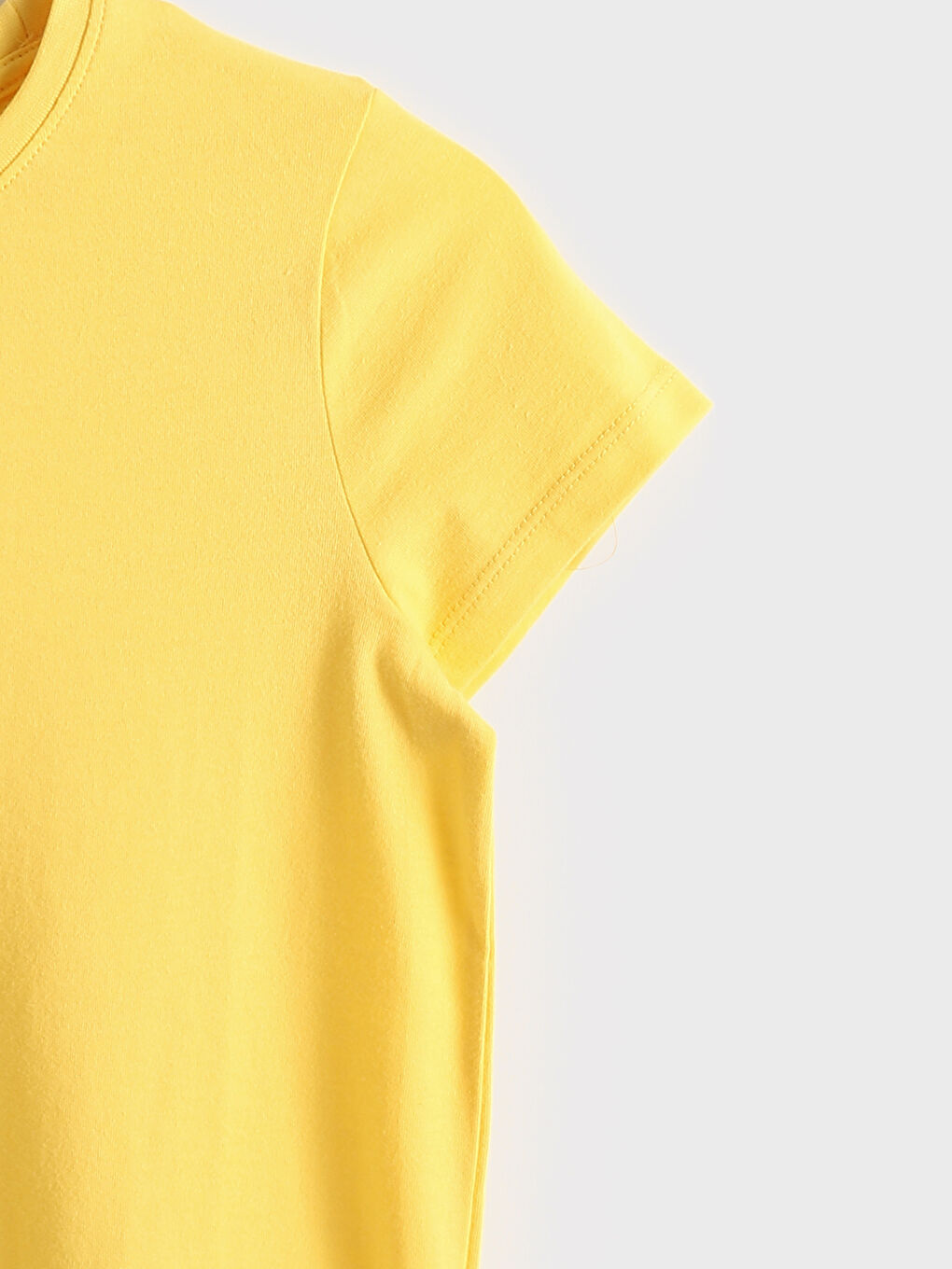 Sarı Bisiklet Yaka Basic Kısa Kollu Kız Çocuk Tişört-4