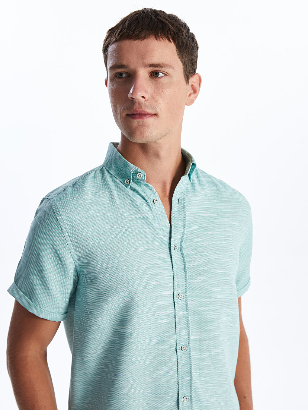 Chemise Dobby à Manches Courtes Svelte pour Hommes