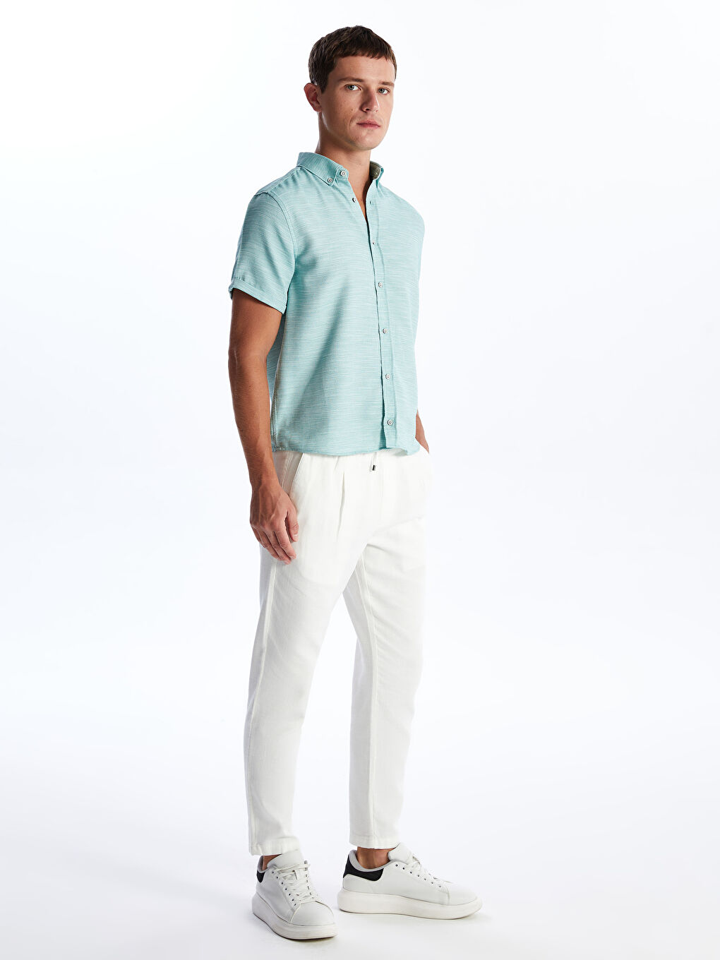 Chemise Dobby à Manches Courtes Svelte pour Hommes-2