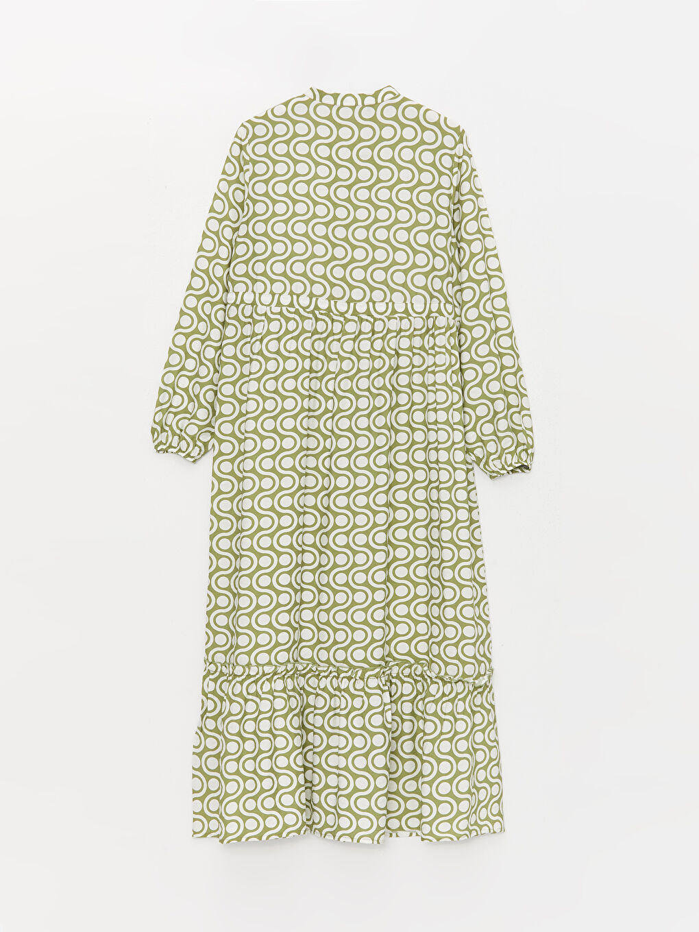 Grandad Collar Patterned Long Sleeve Women's Shirt Dress -S42474Z8-LRR