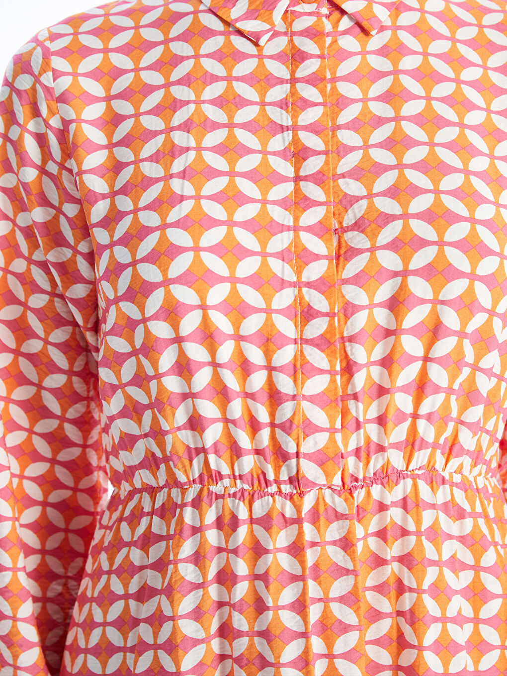 Robe à manches longues à motif avec col pour Femmes-3