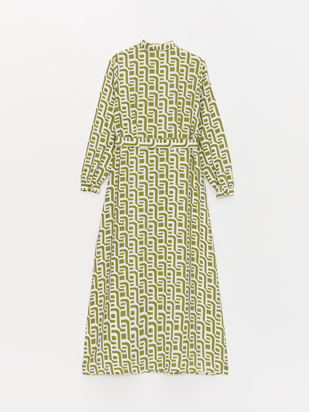 فستان قميص نسائي بأكمام طويلة منقوش-6