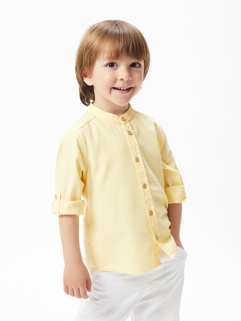 LCW Kids Großvaterkragen Langarm Schlichtes Baby Jungen Hemd -S42488Z1-FTK