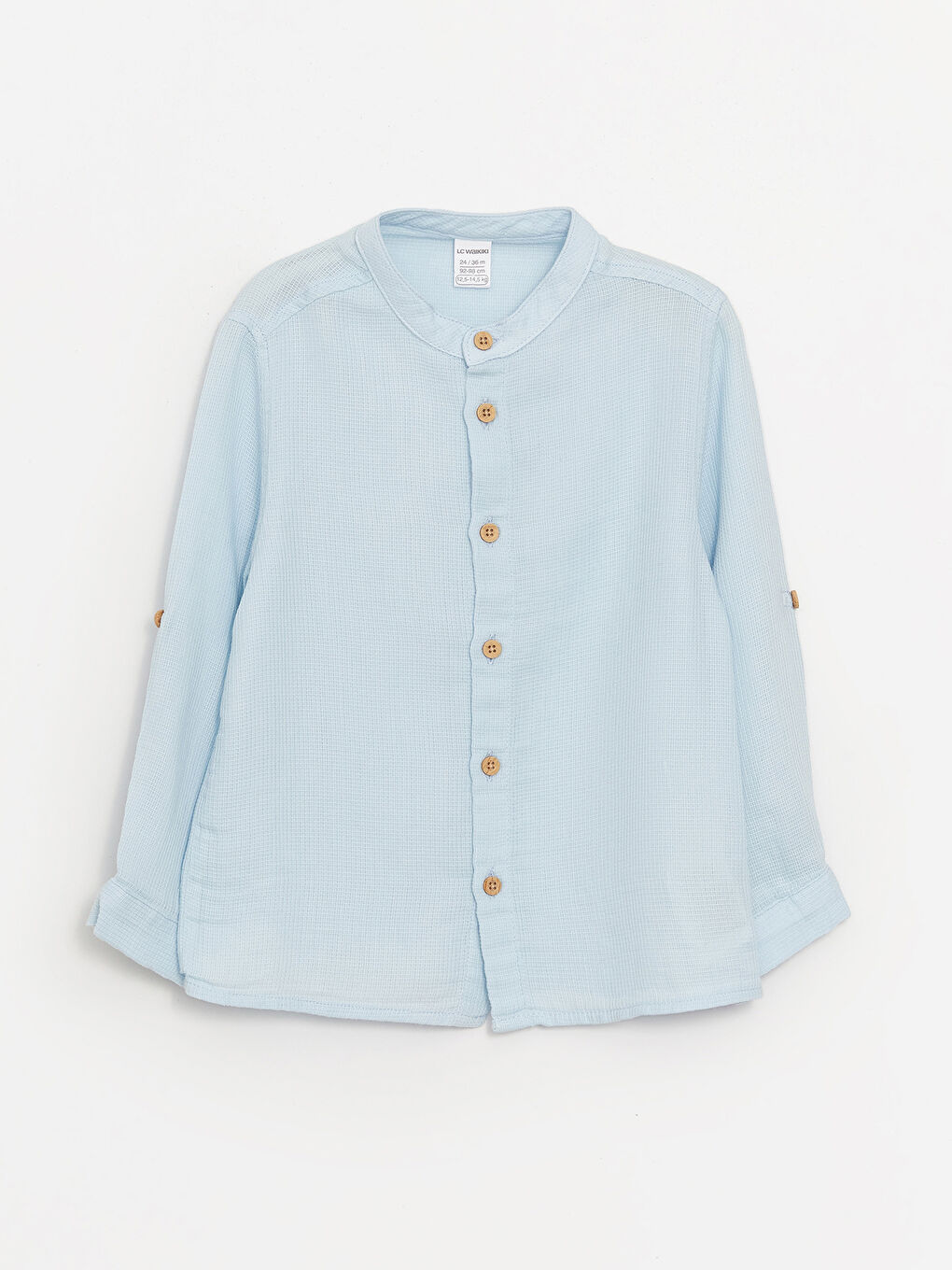 Grandad Collar Basic Long Sleeve Baby Boys' Shirt -S42493Z1-FKP