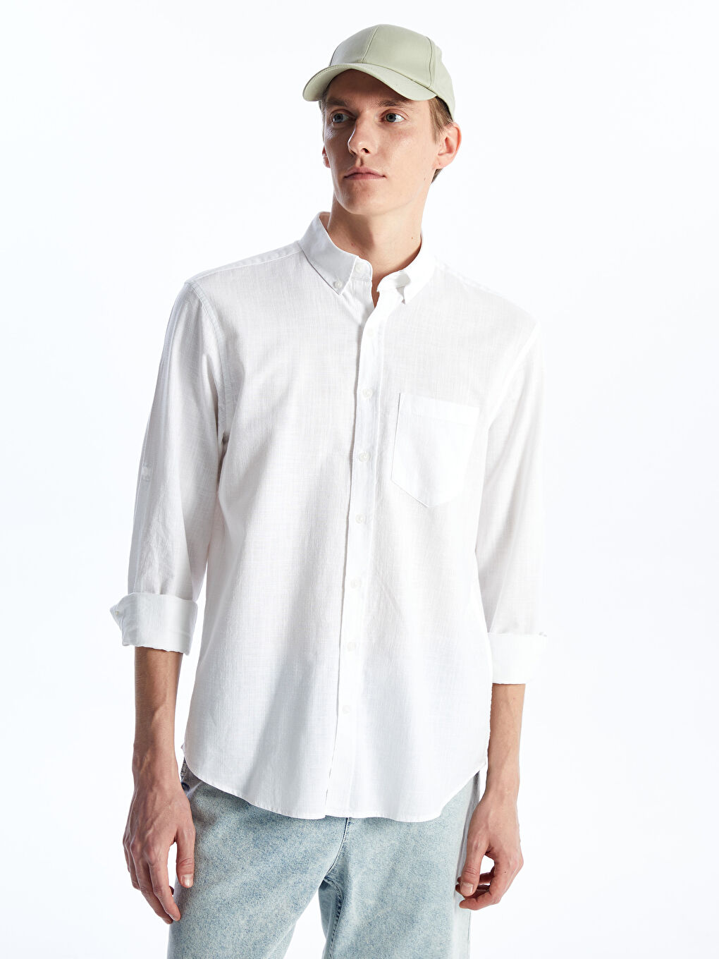 LC Waikiki Regular Fit Long Sleeve Linen Blend Men's Shirt -S42525Z8-Q6K
