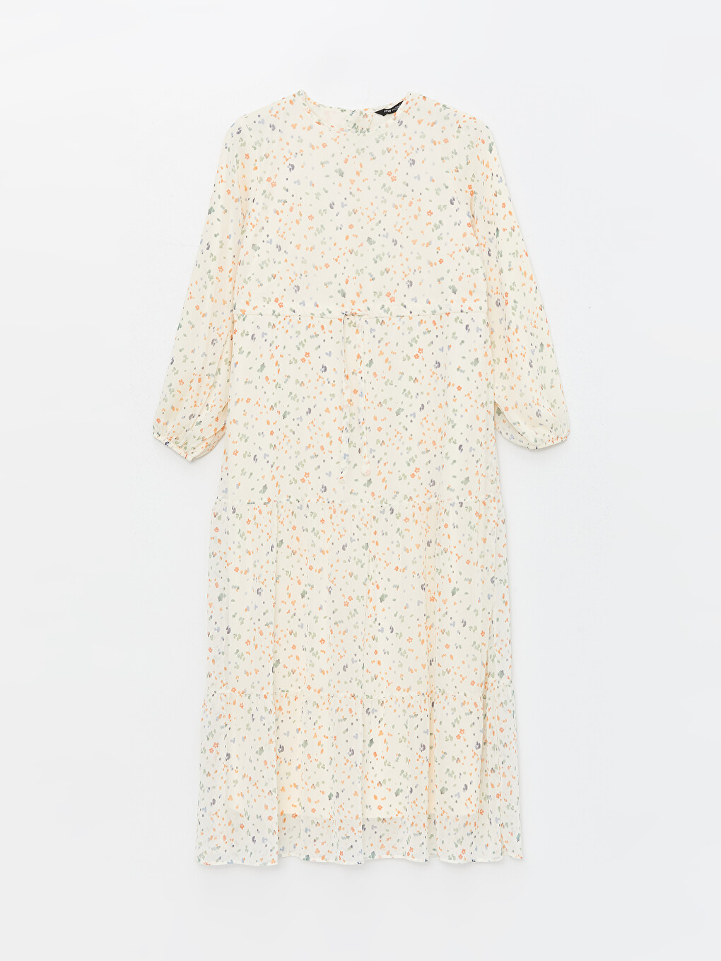 Crew Neck Patterned Long Sleeve Women's Dress-5