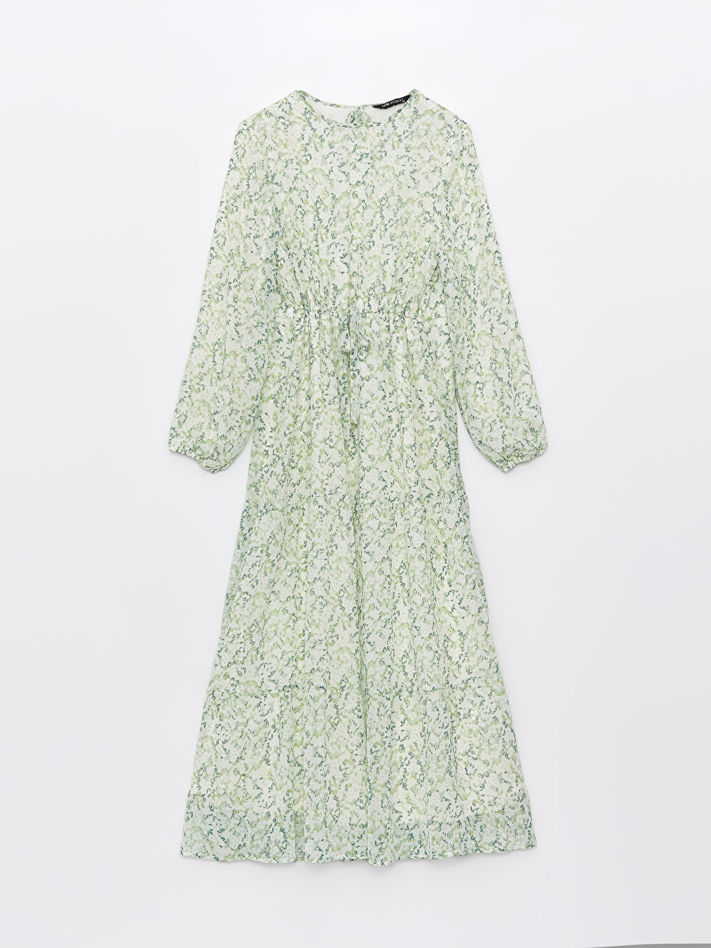 Crew Neck Patterned Long Sleeve Women's Dress-5