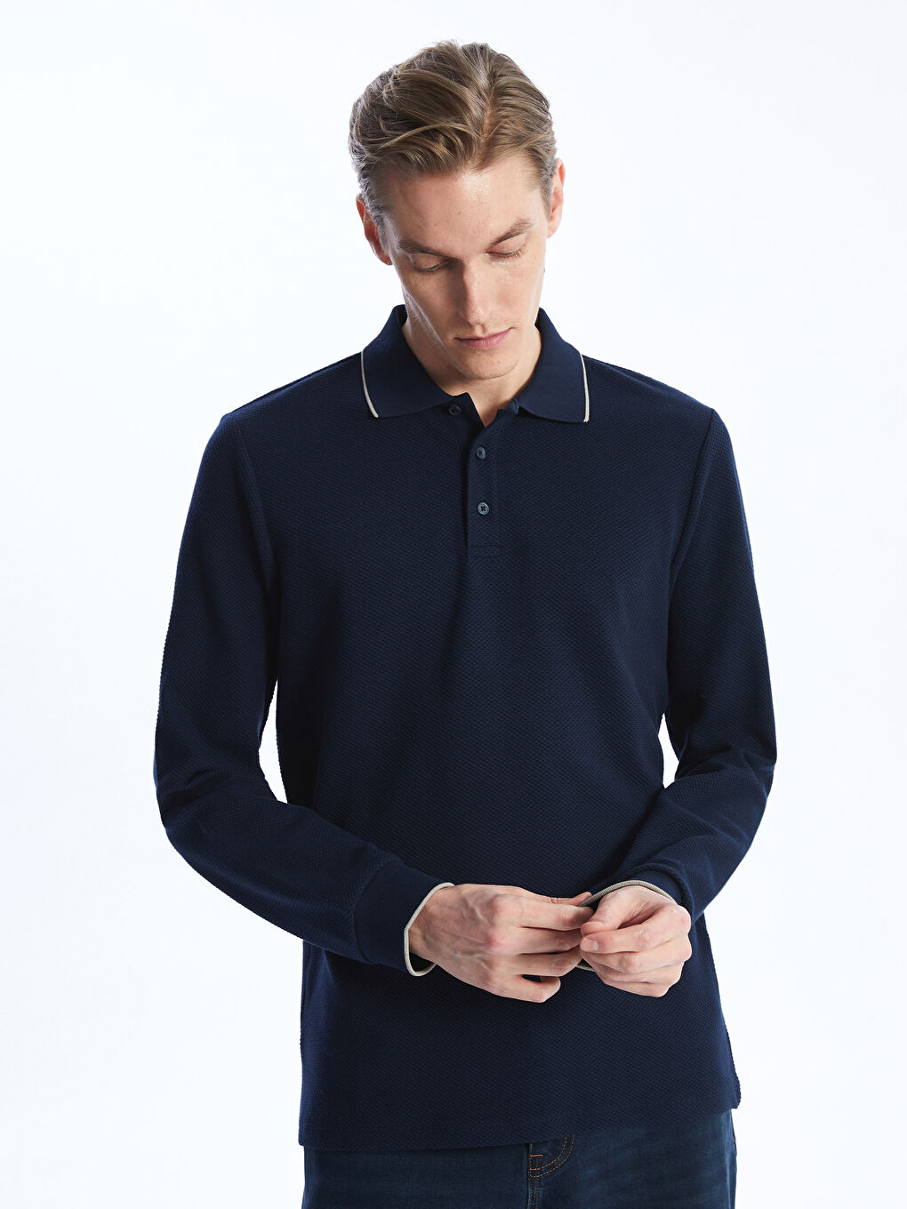 Hanorac cu Guler Polo și Mânecă Lungă pentru Bărbați