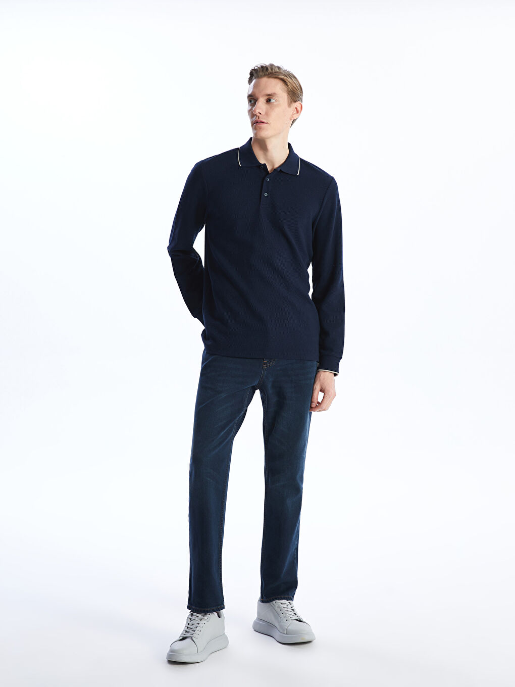 Hanorac cu Guler Polo și Mânecă Lungă pentru Bărbați-2