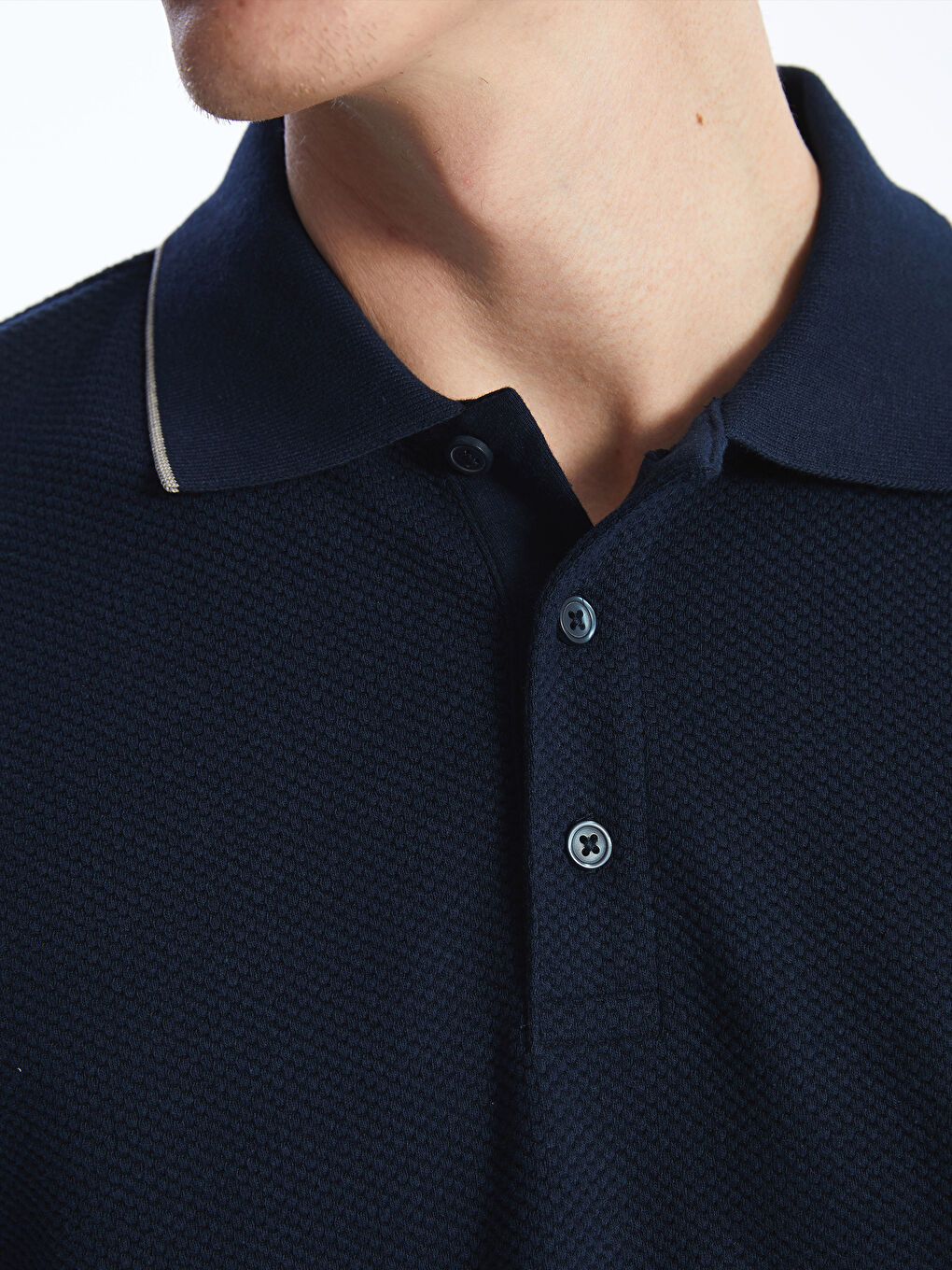 Hanorac cu Guler Polo și Mânecă Lungă pentru Bărbați-3